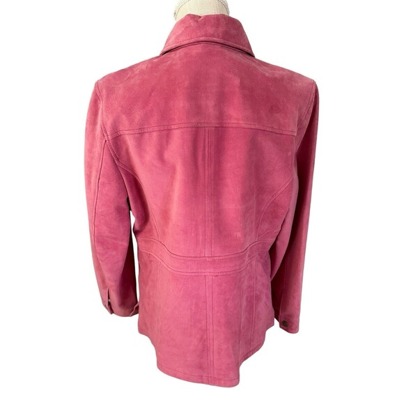 BERNARDO Genuine Leather Jacket Womens Size Petite L Pink Full Zip Up & Pockets - Picture 2 of 7